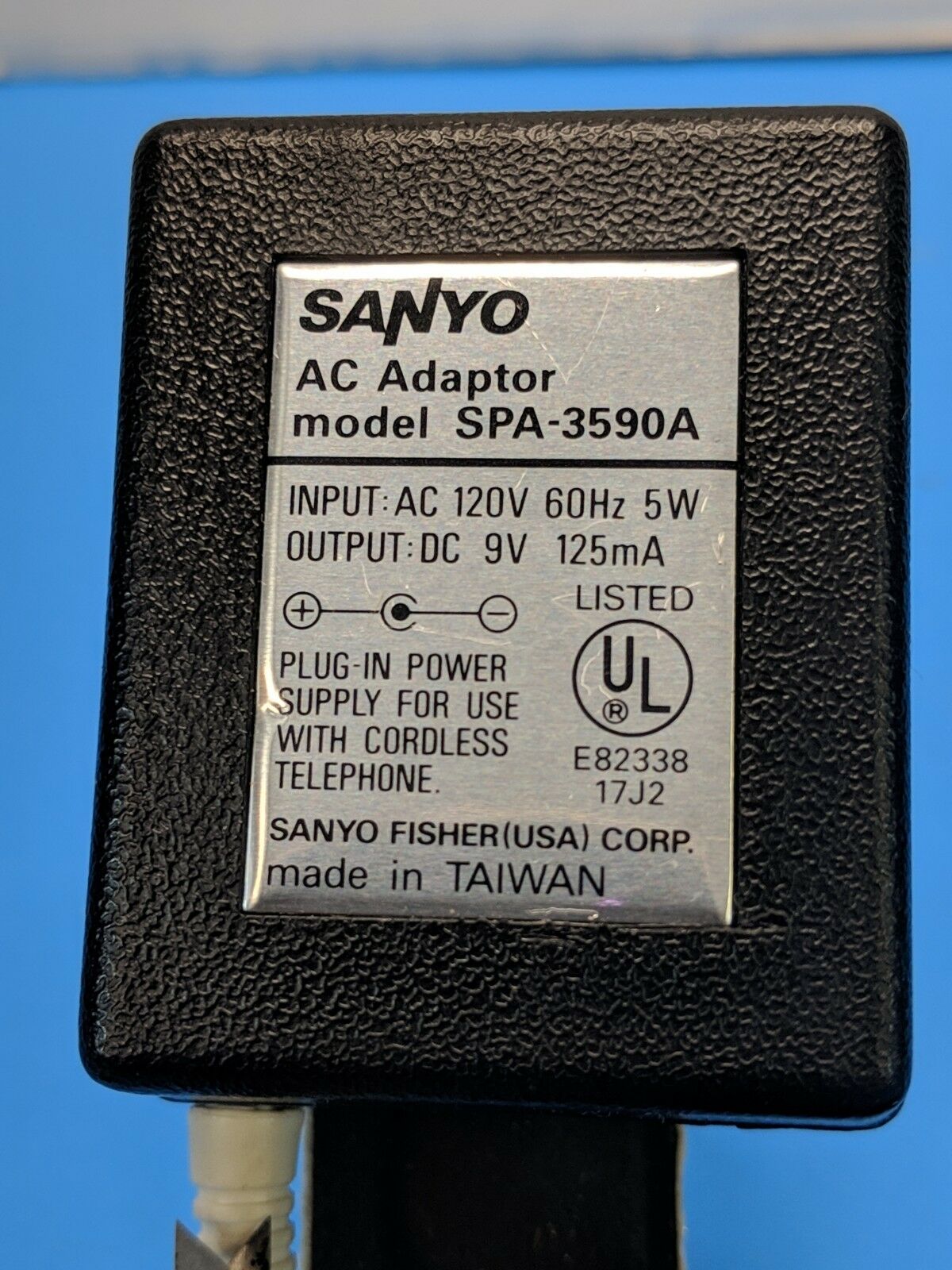 New 9V 125mA Sanyo SPA-3590A Class 2 Transformer Ac Adapter